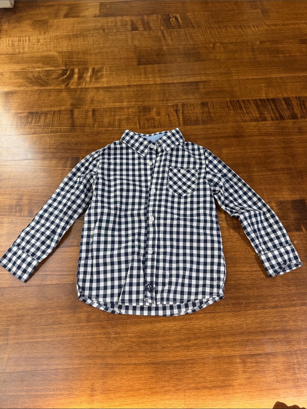 Andy & Evan Navy and White Gingham Button-Down Shirt